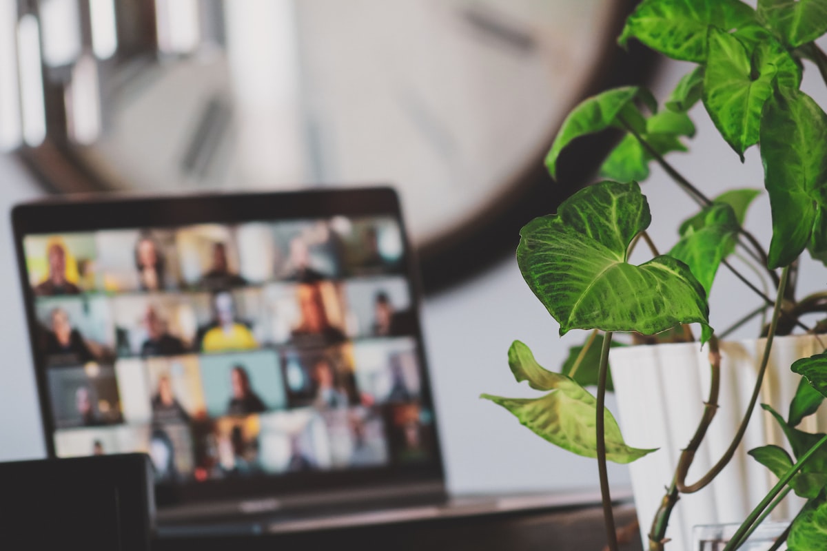 Laptop mit Videoanruf — erstes Gespräch mit Wegweiser AI